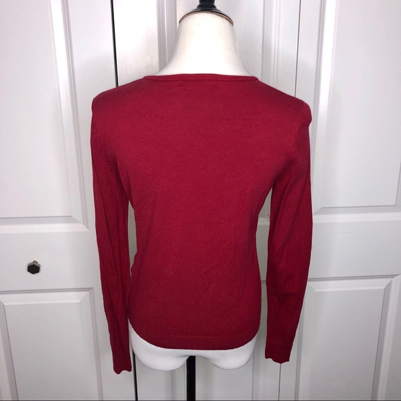August Silk Knit Red Cardigan Sweater Medium - Picture 3 of 11